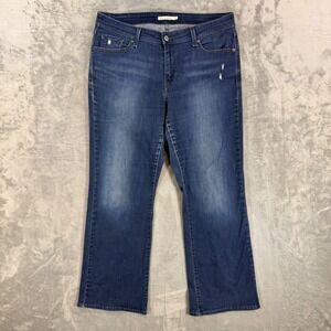 Levi's 529 Curvy Bootcut Jeans Women's 33 - 36x30 Dark Blue Distressed Denim